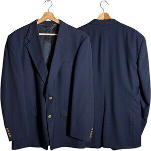 Hart Schaffner Marx Wool Sport Coat Dinner Jacket Blazer Men's 42L Navy Blue